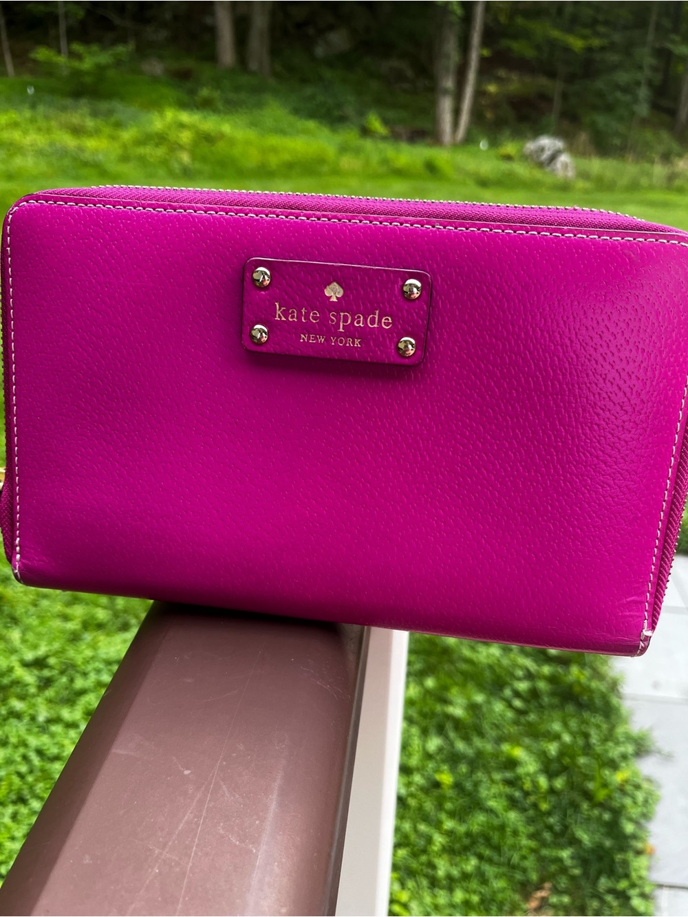 kate spade Hot Pink Pebbled Zip Wallet